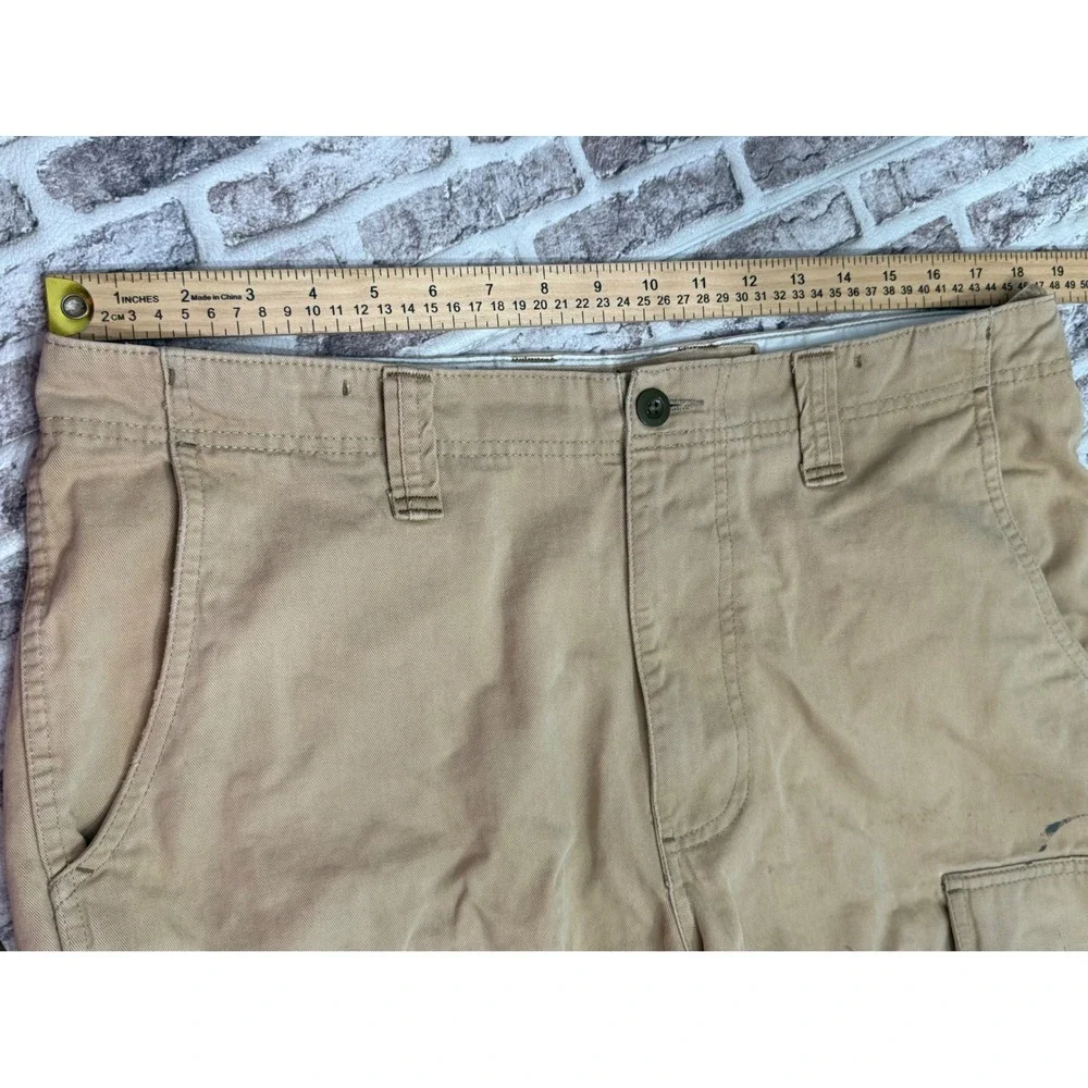 Polo Jeans Ralph Lauren Mens 34 Cargo Shorts Baggy Paint Grunge Khaki Y2K Skate